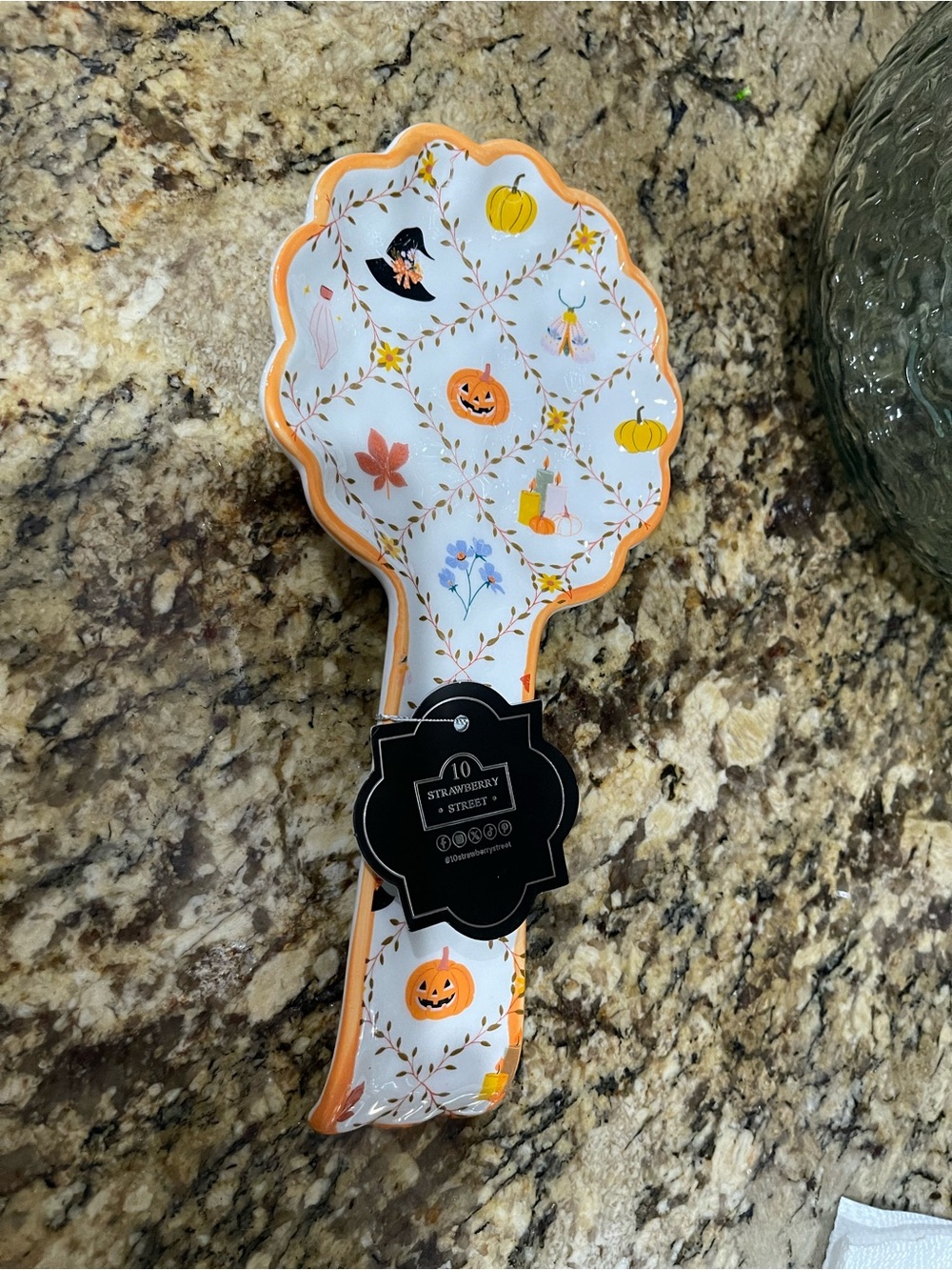 10 Strawberry Street ceramic Halloween/Fall scalloped spoon rest - NEW!